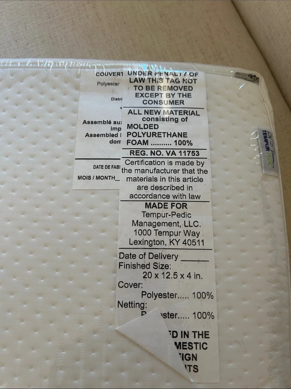 TEMPUR-Pedic Neck Pillow, Standard Medium, NWT, no box